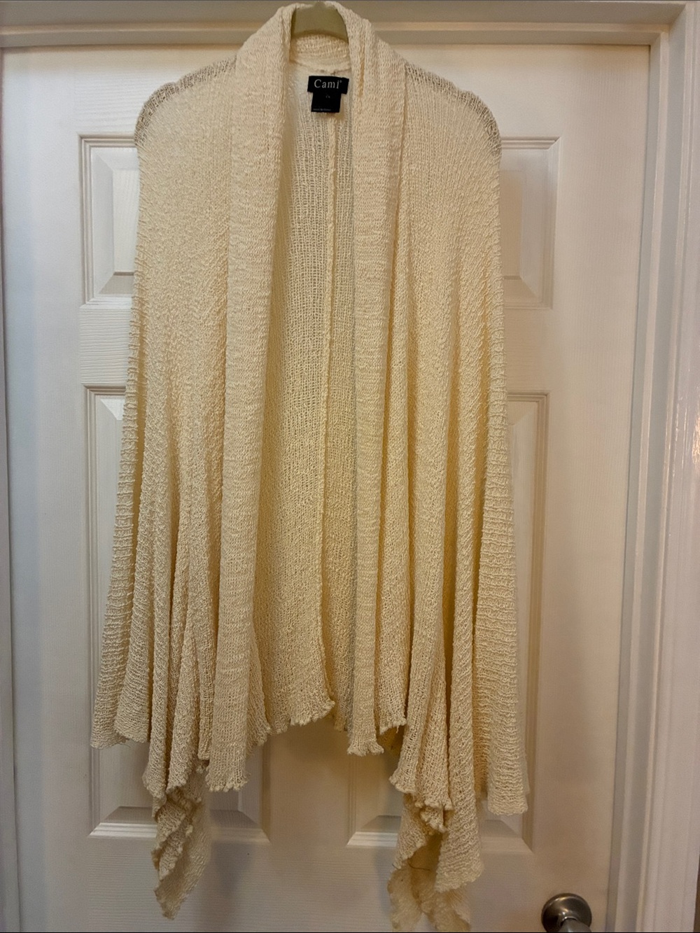 Cami Cream Draped Open-Front Knit Cardigan 1X
